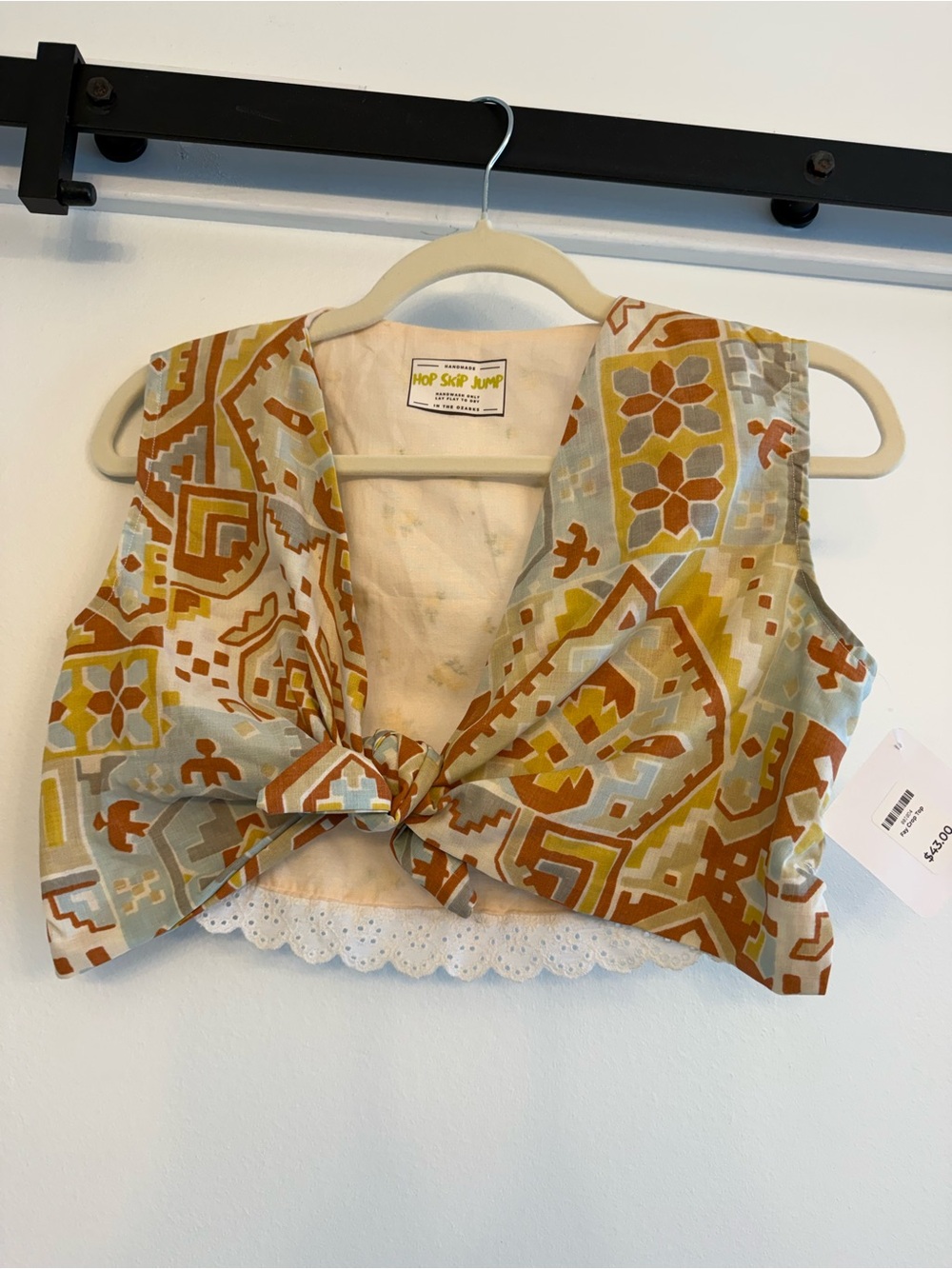 Hop Skip Jump Vintage Handmade Tie-Front Fay Crop Top